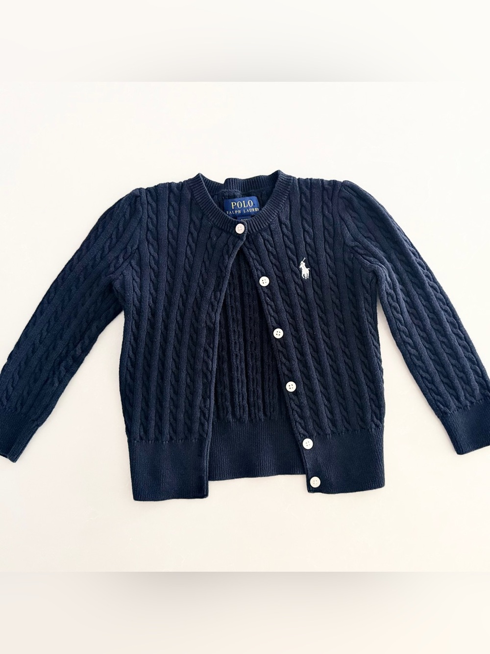 Polo Ralph Lauren Girls Cable-Knit Cotton Cardigan • Size 2/2T (Navy)